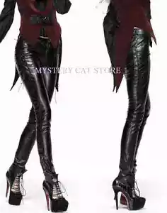 New PUNK RAVE Heavy Metal Rock Gothic Leather Black pants K-203 AUSTRALIAN STOCK - Picture 1 of 12