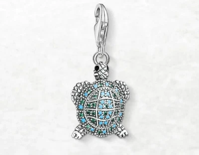 Dije colgante de tortuga marina de plata de ley 925 turquesa circonita Foto 1 de 4