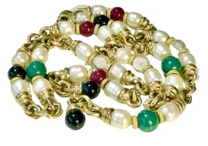 ¿COLLAR o CINTURÓN GRIPOIX Mogul? PISTA DE DISEÑO DE PERLAS DE IMITACIÓN DE VIDRIO MULTICOLOR - Imagen 1 de 12