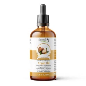 ORGANIC ARGAN OIL 100% Pure Moroccan FINEST FOR HAIR, SKIN & BODY 120 ML DROPPER - Picture 1 of 7