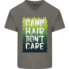 Camp Hair Dont Care Funny Caravan Camping Mens V-Neck Cotton T-Shirt