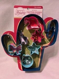 Cactus Cookie Cutter set 8 Metal Destination Holiday Christmas Shapes Llama Star - Picture 1 of 14