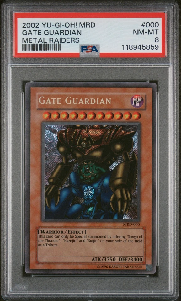 2002 YU-GI-OH! MRD-METAL RAIDERS #000 GATE GUARDIAN PSA 8 - Image 1 of 2