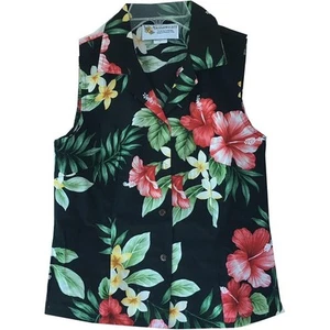 Alohawear Hawaiihemd Damen Größe 2X ärmellos Blumenmuster Hibiskus Knopfleiste Oberteil - Bild 1 von 11