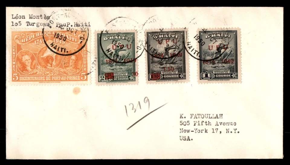 Mayfairstamps Haiti 1950 Port Au Prince to New York NY Cover aau_42129 - Image 1 of 2