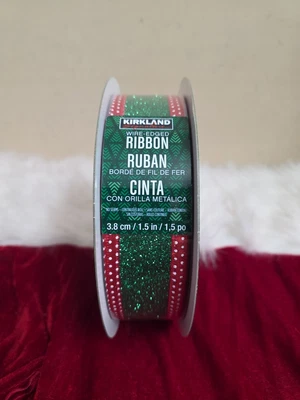 Kirkland Signature Wired Edge Red And Green 1 1/2" Christmas Ribbon 50 Yards  - Image 1 of 4