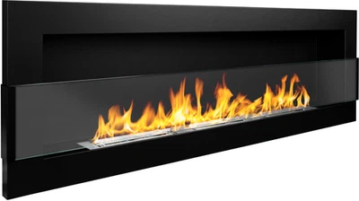 Campo24 ethanol fireplace wall fireplace 1200 x 400 mm black matt TÜV fireplace glass modern - Image 1 of 4