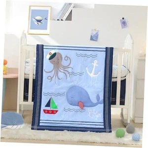 Nautical Crib Bedding Sets 3 Piece Whale Crib Comforter Bed Set Sea Crib - Picture 1 of 8