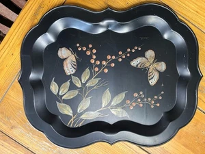 Vintage Fine Arts Studio Hand Painted Butterfly Oversized Tray - Picture 1 of 5