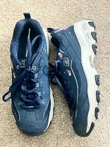 Zapatillas Sketchers Azul Marino Floral Con Cordones SN 11977 Talla 8 - Imagen 1 de 6