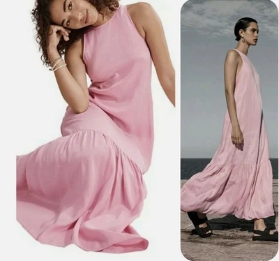 COUNTRY ROAD MAXI DRESS 16  XL WOMANS CANDY PINK HALTER NECK RR$199 NWT - image 1 of 4