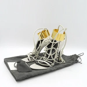 Tomford W2053T Damenschuh weiß Leder Knöchelriemen goldverziert - Größe 38 - Bild 1 von 5