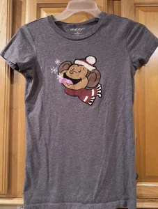 Girls Size Medium Aeropostale AERO T Shirt monkey With Hat, Christmas  - Picture 1 of 7
