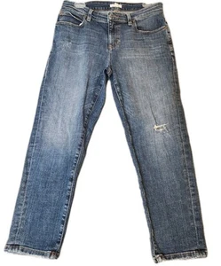 Eileen Fisher Skinny Ankle Crop Jeans Organic Cotton Stretch  Distressed Size 4 - Picture 1 of 8