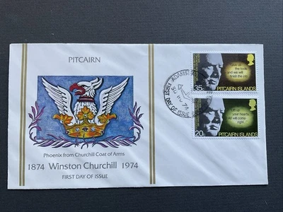 1974 Pitcairn Islands FDC Stamp Cover 'Winston Churchill' Centenary. - Image 1 of 2