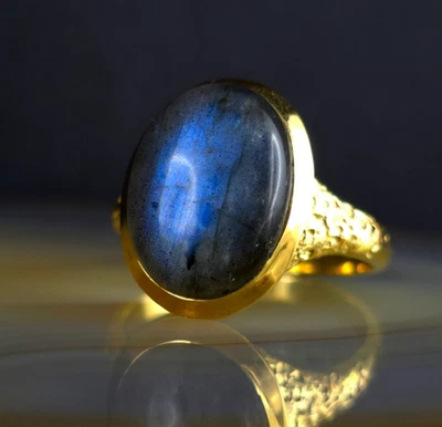 Ring Silber 925 Labradorit 20,0 mm Gold - attraktiv stilvoll & elegant - Bild 1 von 4