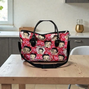 Betty Boop  Duffle Bag Women Shoulder Canvas Travel Overnight Kisses Lips - Picture 1 of 17
