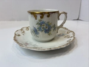 Antique Limoges France LS&S Floral Design Demitasse Cup and Saucer W/ Gold Trim - Picture 1 of 24