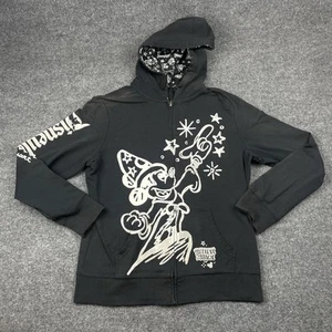 Disney Parks Believe In Magic Sorcerer Mickey Full Zip Hoodie Black Felt XL Goth - Picture 1 of 14