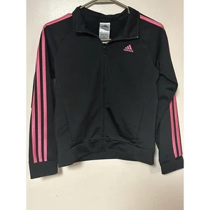 Girls Jacket ADIDAS Size 14 Black Pink Zip Up Athletic EXCELLENT CONDITION. - Picture 1 of 11