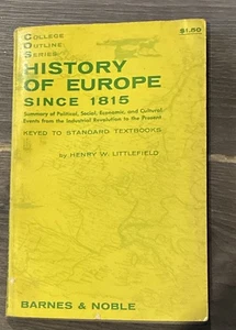 History of Europe Since 1815 College Outline Series Barnes & Noble H Littlefield - Foto 1 di 3