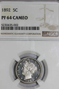 1892-P Liberty Head or V Nickel NGC Graded PF 64 CAMEO (5230435-002) - Picture 1 of 4