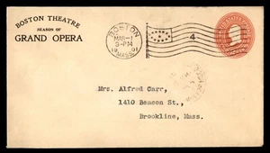 US 1901 Boston Theatre Grand Opera Advertising Cover With Flag Cancel - Picture 1 of 2