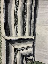 White Gray & Black 50 X 70 Serape Blanket  Southwestern Aztec Design