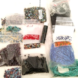 Lot of Assorted Bags Seed & Bugle Beads Mixed Sizes Colors Destash 15 oz - Picture 1 of 8
