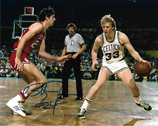 BOBBY JONES LARRY BIRD 1983 PHILADELPHIA 76ERS AUTOGRAPHED SIGNED 8X10 #2