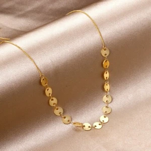 Damen Halskette Multilayer  Double Layer 18k Gold Frauen Halkette Edelstahl - Bild 1 von 6