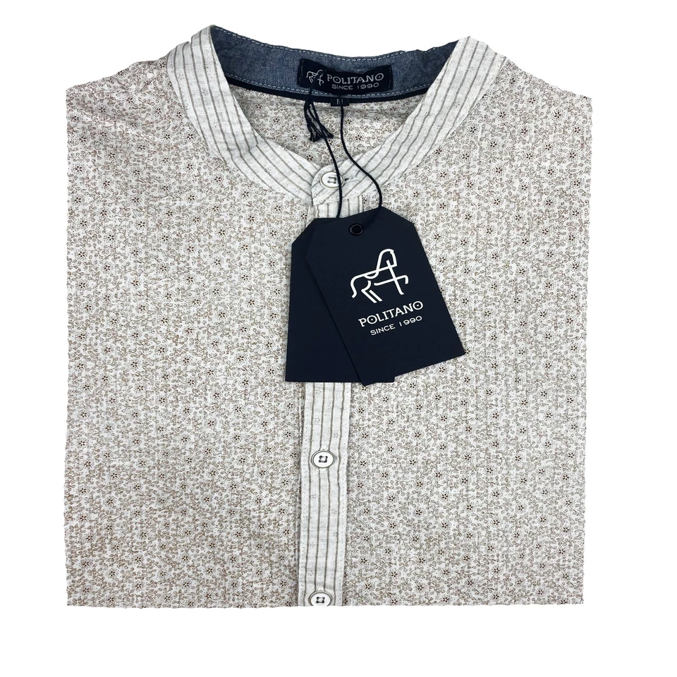 Camicia cotone uomo Made in Italy collo coreano  fantasia sconto saldi -50% - Immagine 1 di 1
