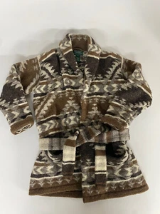 Ralph Lauren Southwestern Navajo 100% Wool Hand Knit Cardigan Waist Tie S/P Polo - Picture 1 of 21