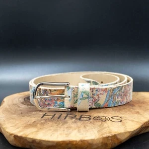 Vintage Womens Belt Leather Jeans Belt Floral Design Size 34 - Picture 1 of 5