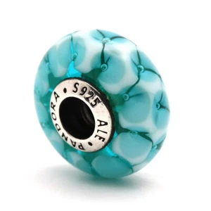PANDORA Turquoise Murano Looking Glass Sterling Silver Charm - Picture 1 of 3