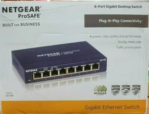 NETGEAR GS108 8-Port Gigabit Ethernet Network Switch, Hub, Internet Splitter, - Picture 1 of 5