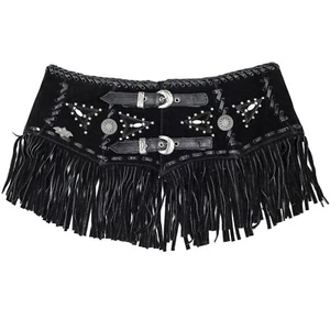 Cintura western in pelle stile western country stelle e righe "CELIA" nera - Foto 1 di 3