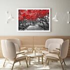 Red Leaves Tree B&W Photograph Print Premium Poster High Quality Choose Sizes