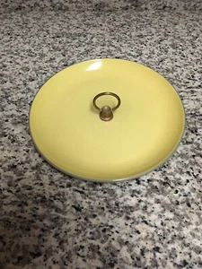 Vintage ca 1950s Harkerware Stoneware Oven Safe Appetizer Plate USA Yellow Grey - Picture 1 of 2
