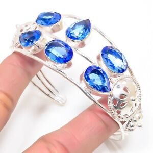 Blue Tanzanite  Gemstone 925 Sterling Silver Jewelry Cuff Bracelet Adjustable