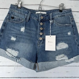 KanCan High Rise Button Fly Distressed Denim Shorts - NWT sz 9/28 - Picture 1 of 8