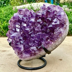6.84LB Natural Brazilian amethyst hand cut heart-shaped decoration - Picture 1 of 13