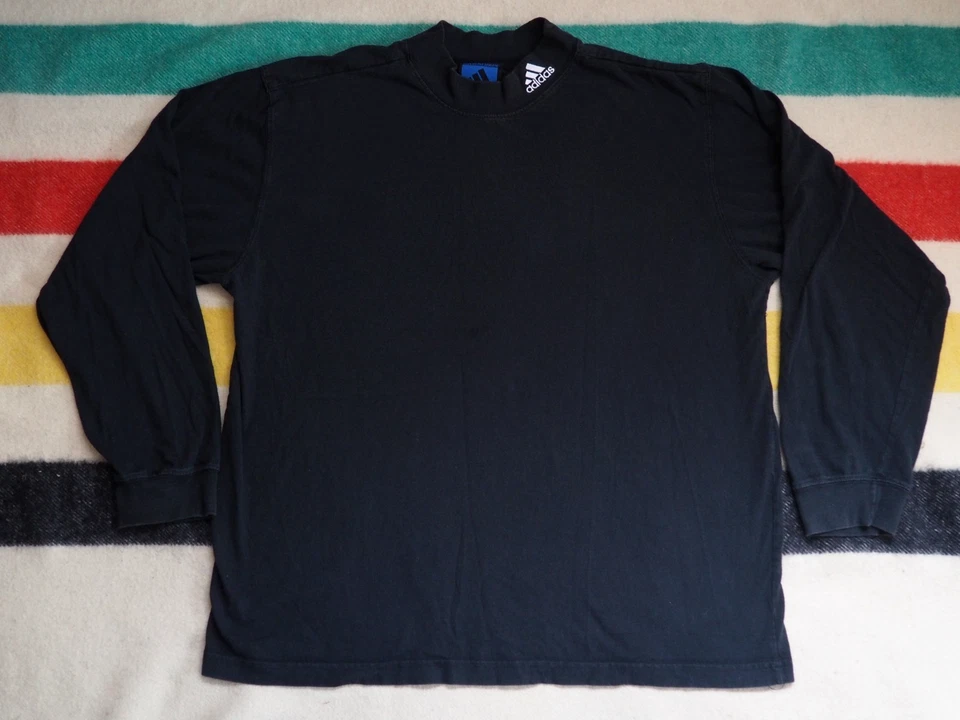 Camiseta De Colección Años 90 Adidas Negra Logo L/S Esencial Cuello Simulado EE. UU. 2XL XXL Foto 1 de 4