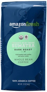 Organic Fair Trade Sumatra Whole Bean Coffee, Dark Roast, 12 Ounce - Picture 1 of 6