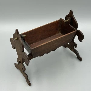 Vintage Dolls House Miniature Rocking Tudor Cradle Cot Nursery Hand Made Signed - Picture 1 of 7