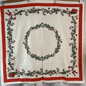 Tovaglia quadrata vintage elfo scandinavo pixie cuore floreale lino Svezia 36" pino - Foto 1 di 6