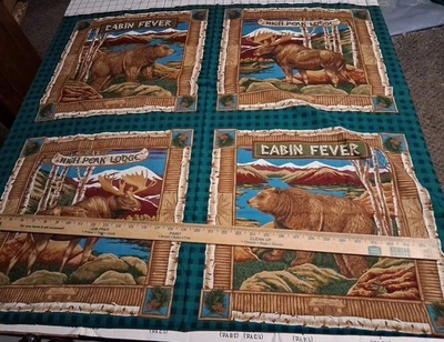 Bears Moose  Kesslers  Concord Fabrics Cotton Fabric Panel 42" X 34" - Image 1 of 4