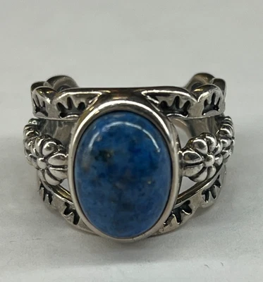 Anillo Carolyn Pollack Plata Esterlina Azul Lapislázuli Talla 8 Flores Suroeste Foto 1 de 4