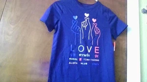 NWT Hope & Wonder Unisex Kids LOVE T-Shirt Size S (7/8) Short Slv Navy Hearts - Picture 1 of 14