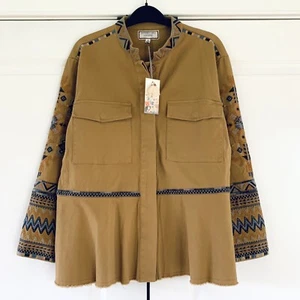 Johnny Was Workshop Jacke Amika Schößchen Military bestickt Boho Khaki Gr. M - Bild 1 von 9